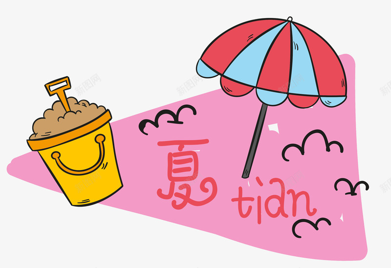 夏天装饰图案png免抠素材_88icon https://88icon.com 卡通手绘 夏天 夏季 沙桶 沙滩 海滩 装饰图案 遮阳伞