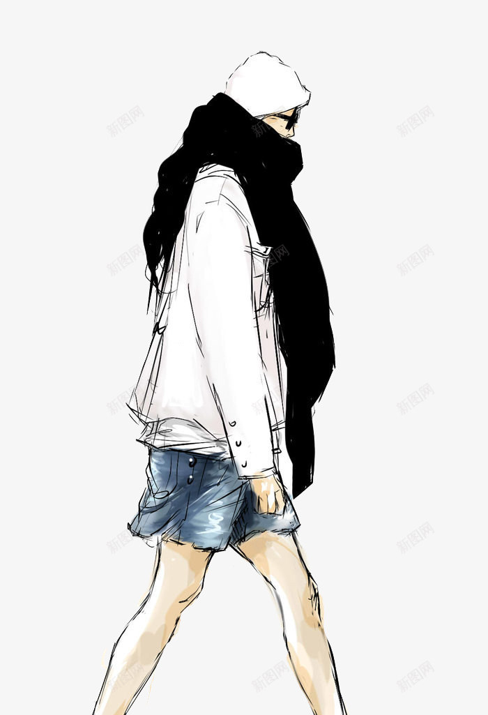 白衣时尚冬季男装插画png免抠素材_88icon https://88icon.com 帅气男装插画 时尚男装插画 男装设计插画