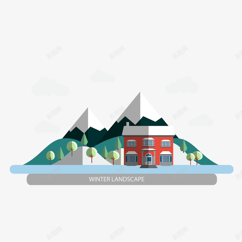 扁平冬季雪山风景矢量图ai免抠素材_88icon https://88icon.com 冬季 建筑 扁平 扁平山 树林 雪山 矢量图