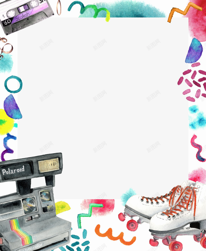 创意的边框手绘卡通png免抠素材_88icon https://88icon.com 创意 可爱 复古 彩色 收音机 明亮 机器 磁带 色块