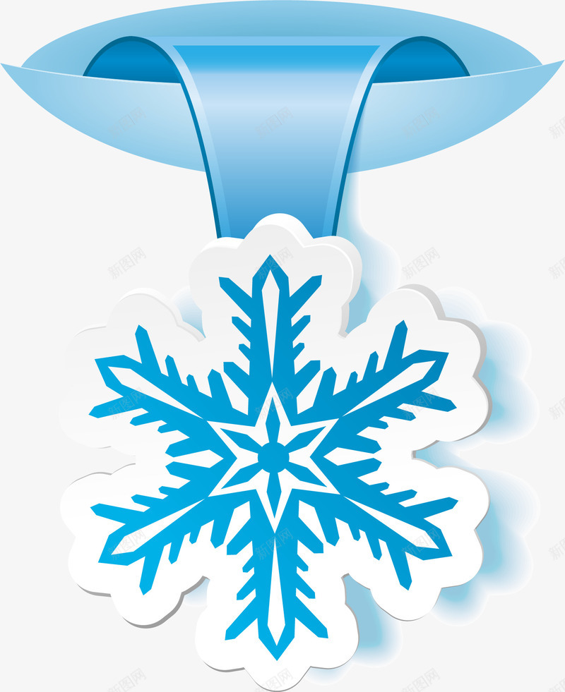 蓝色雪花标签矢量图ai免抠素材_88icon https://88icon.com 冬天 冬季 寒冬 落雪 蓝色标签 雪花标志 雪花片 矢量图