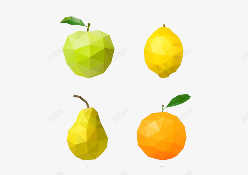 马赛克水果png免抠素材_88icon https://88icon.com 梨 橘子 水果 苹果 马赛克 黄色调