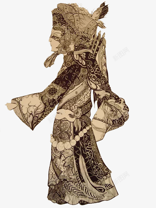 中国风女性雕刻皮影png免抠素材_88icon https://88icon.com 中国皮影 中国风 传统 古老 头饰 女性 服装 民间 皮影 素雅 雕刻