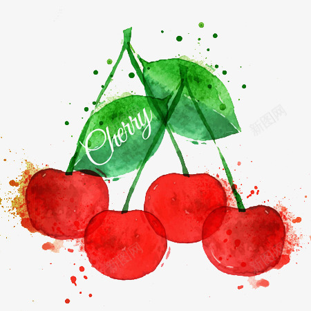 手绘插画樱桃png免抠素材_88icon https://88icon.com 插画 樱桃 水果 红色樱桃