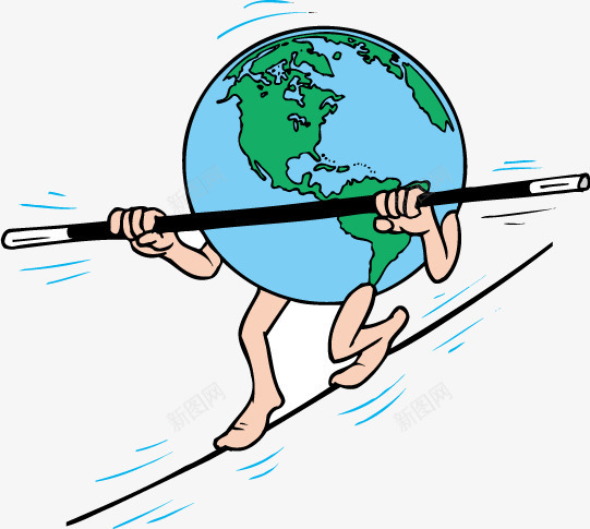 地球人走钢丝png免抠素材_88icon https://88icon.com 卡通 地球 杂技 走钢丝