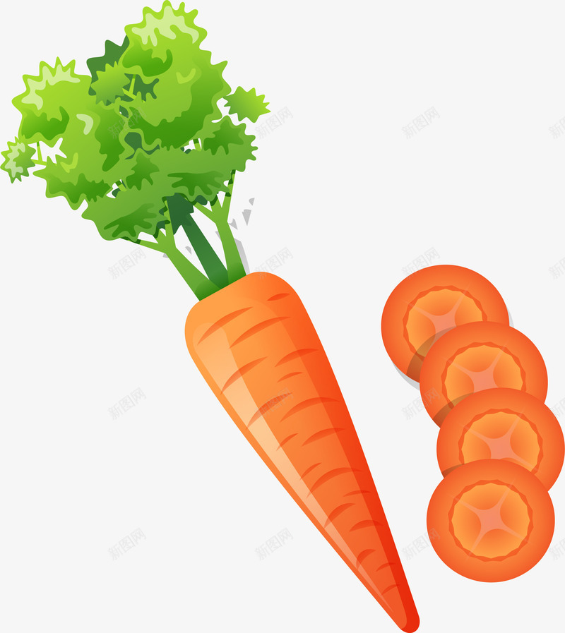 手绘扁平化蔬菜胡萝卜png免抠素材_88icon https://88icon.com 切片的胡萝卜 新鲜食材 维生素C 蔬菜 食物