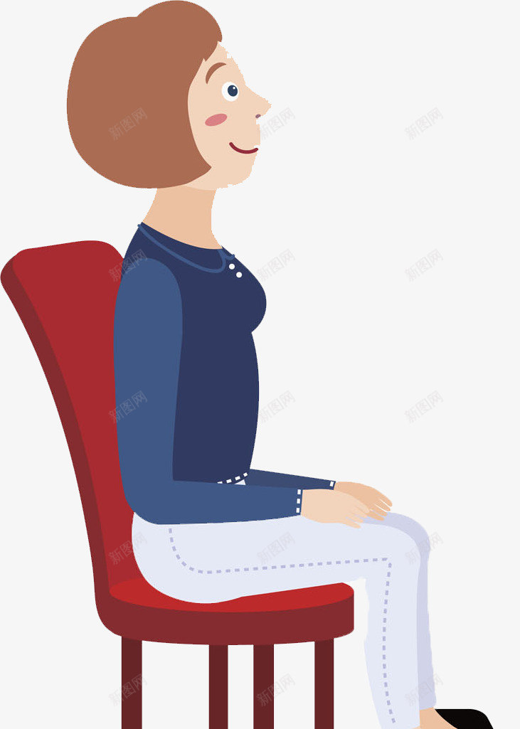坐着的女人png免抠素材_88icon https://88icon.com 凳子 卡通 女人 女士 女性 手绘 椅子 水彩 红色