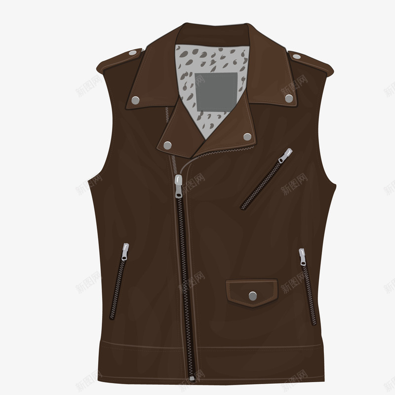 机车马甲png免抠素材_88icon https://88icon.com 女性 拉链马甲 服饰 褐色