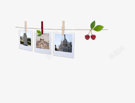 装饰夹子png免抠素材_88icon https://88icon.com 夹子 挂绳 樱桃绳子 装饰