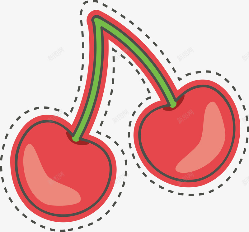 樱桃贴纸矢量图ai免抠素材_88icon https://88icon.com 好吃 樱桃设计 水果 精美 贴纸 贴纸设计 矢量图