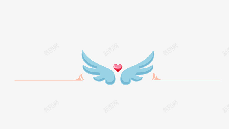蓝色翅膀分割线png免抠素材_88icon https://88icon.com 分割线 卡通翅膀 背景装饰 蓝色翅膀