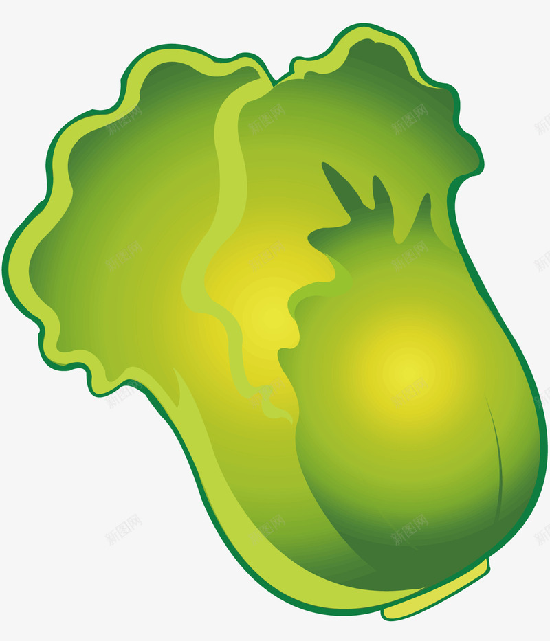 一棵绿色的白菜矢量图ai免抠素材_88icon https://88icon.com 水果蔬菜 绿色的蔬菜 美味 菜市场 超市 食物 黄色 矢量图