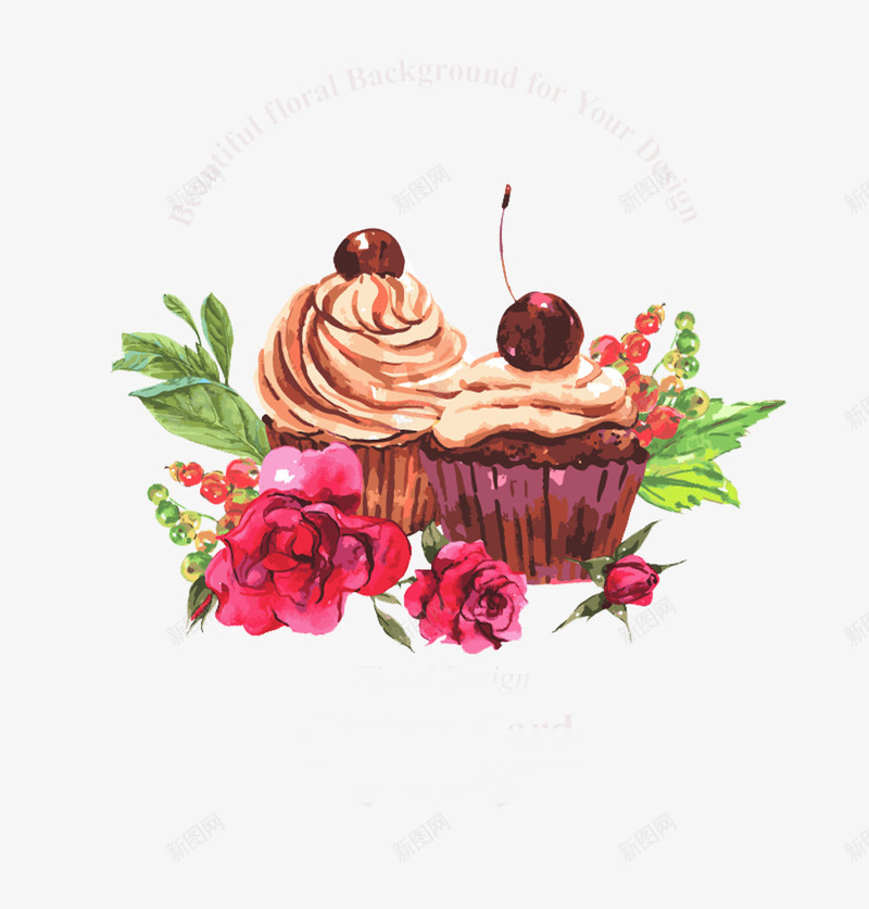 玫瑰与樱桃蛋糕png免抠素材_88icon https://88icon.com 樱桃 樱桃蛋糕 水果 玫瑰 花朵