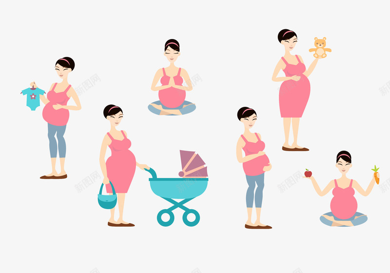 准妈妈给宝宝准备用物png免抠素材_88icon https://88icon.com 准备东西 准妈妈 孕妇PNG 宝宝 宝宝衣服 瑜伽 矢量孕妇
