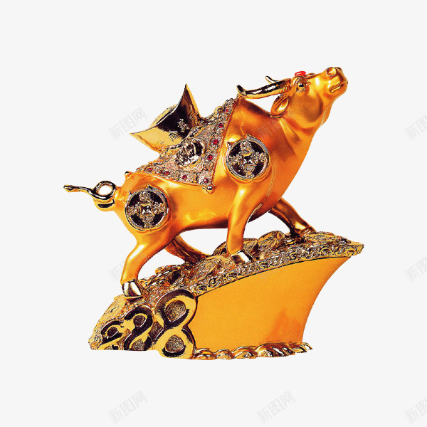 金牛png免抠素材_88icon https://88icon.com 装饰摆件 金牛 黄金