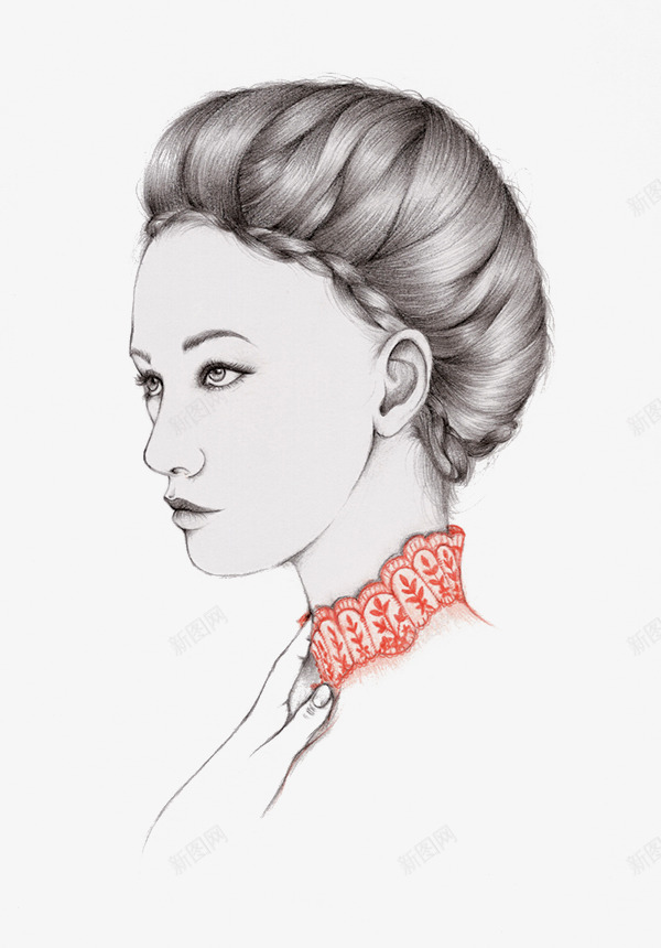 手绘女性png免抠素材_88icon https://88icon.com 写实 头像 彩铅 素描