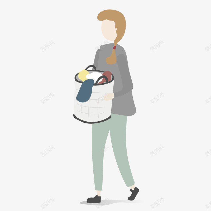 一堆脏衣服矢量图ai免抠素材_88icon https://88icon.com PNG免抠图下载 女性 家庭 洗衣服 篮框 装饰 矢量图