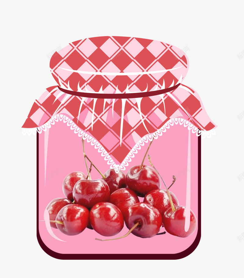 浆果玻璃瓶png免抠素材_88icon https://88icon.com 小清新 格子 樱桃 玻璃瓶 罐头