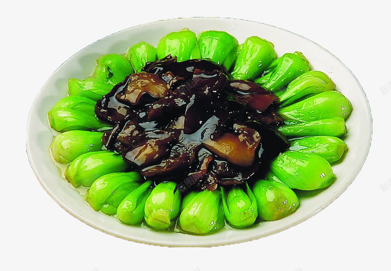 香菇扒油菜png免抠素材_88icon https://88icon.com 油菜 绿色 蔬菜 青菜