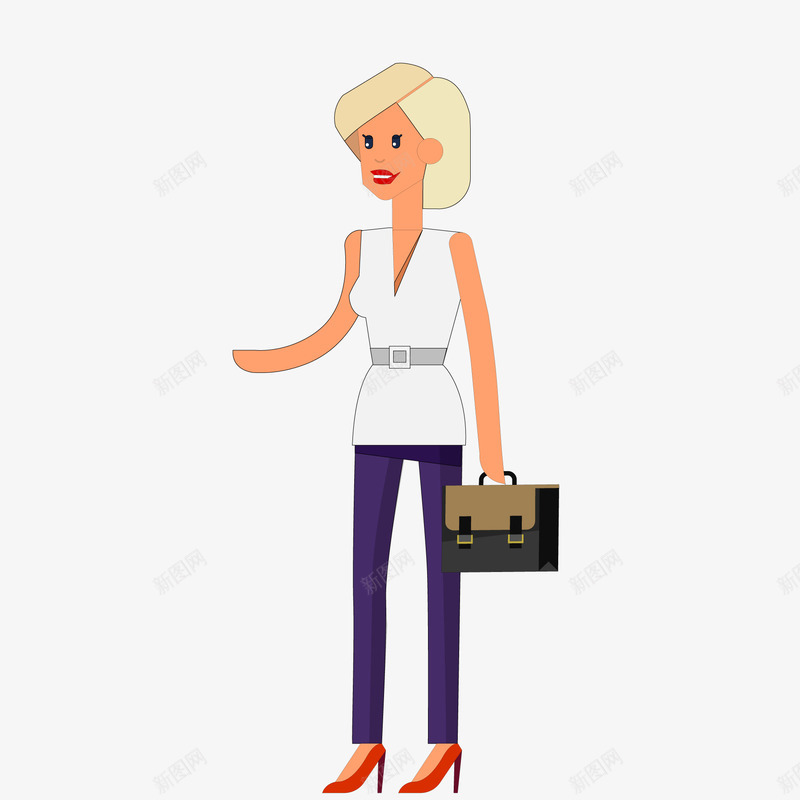 提着公文包的商务女性矢量图ai免抠素材_88icon https://88icon.com 上班 人物设计 公文包 办公 卡通 商务女性 矢量图