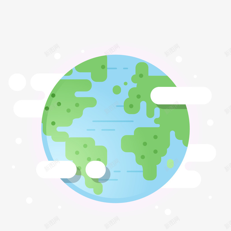 扁平化云雾中的地球png免抠素材_88icon https://88icon.com 云雾 卡通地球 圆形地球 背景装饰 蓝色地球