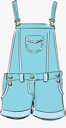 一背带裤png免抠素材_88icon https://88icon.com 口袋 女性 蓝色