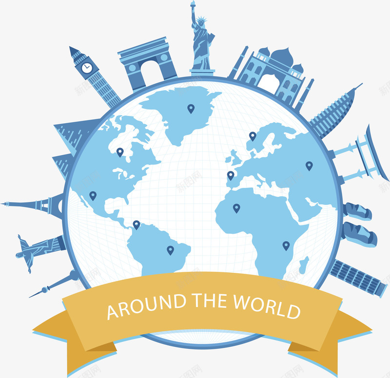 蓝色地图花纹地球矢量图ai免抠素材_88icon https://88icon.com 地球 旅游 旅游季 环球旅游 矢量png 矢量图