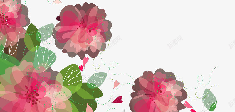 卡通红花绿叶装饰png免抠素材_88icon https://88icon.com 促销装饰 女装店铺装饰 清新主题 电商