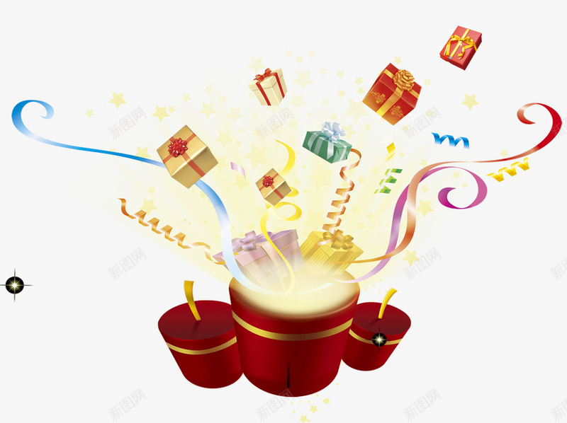 礼品彩炮png免抠素材_88icon https://88icon.com 庆祝 彩条 彩炮 礼品