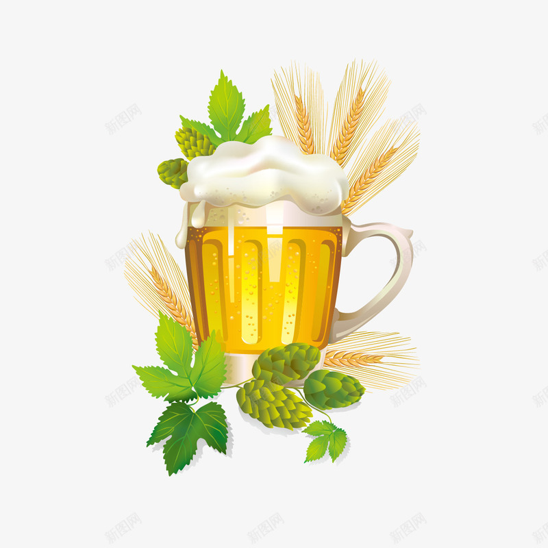 啤酒和粮食png免抠素材_88icon https://88icon.com 啤酒 粮食 酒杯