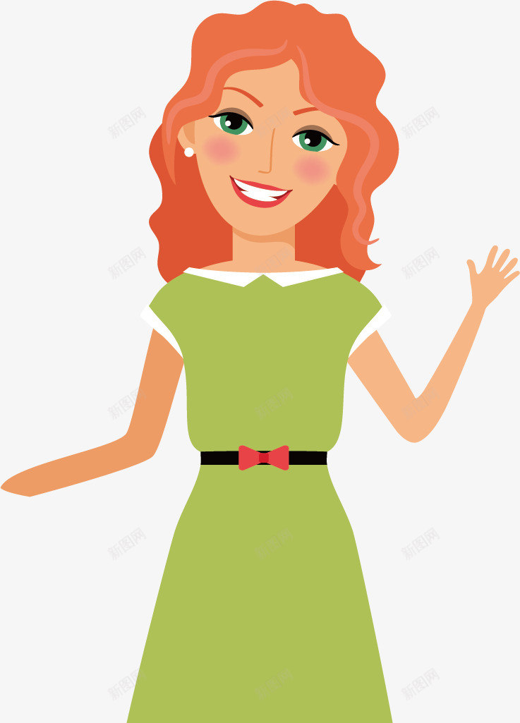 水彩挥手的女士矢量图ai免抠素材_88icon https://88icon.com 卡通手绘 女人 女士 女性 挥手 水彩 矢量图