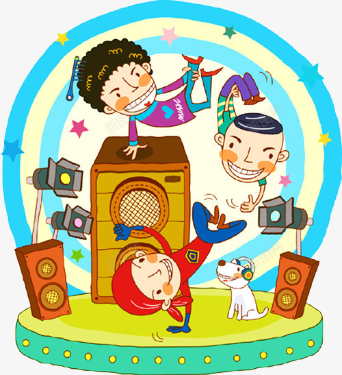 舞台跳舞png免抠素材_88icon https://88icon.com 卡通 小孩 漫画 音响
