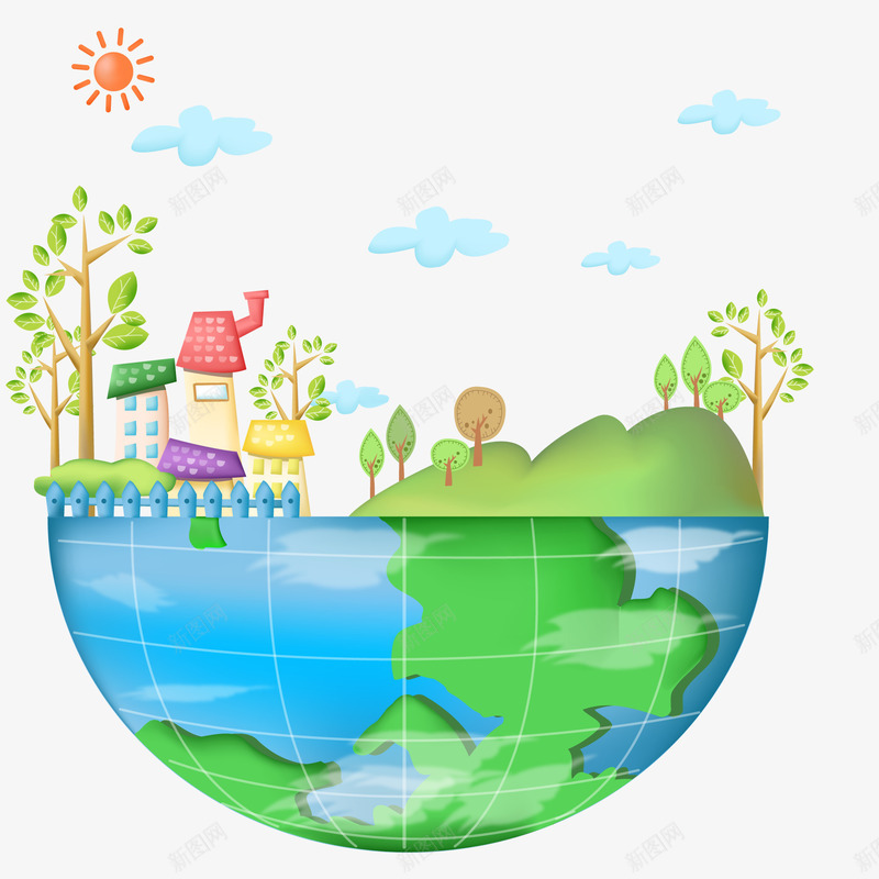 创意地球上的风景矢量图ai免抠素材_88icon https://88icon.com 创意 地球 彩绘 手绘 水彩 美景 风景设计 矢量图