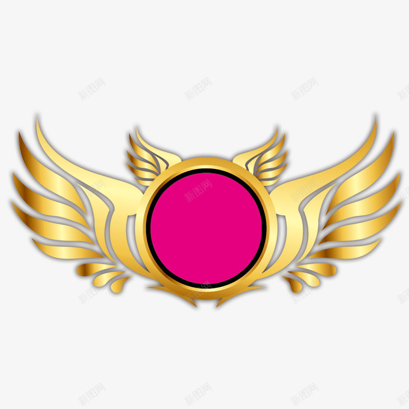 肩章徽标金色效果png免抠素材_88icon https://88icon.com 对称 玫红 翅膀