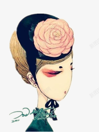 卡通美丽女性插画png免抠素材_88icon https://88icon.com 发型 妆容 手绘 装饰