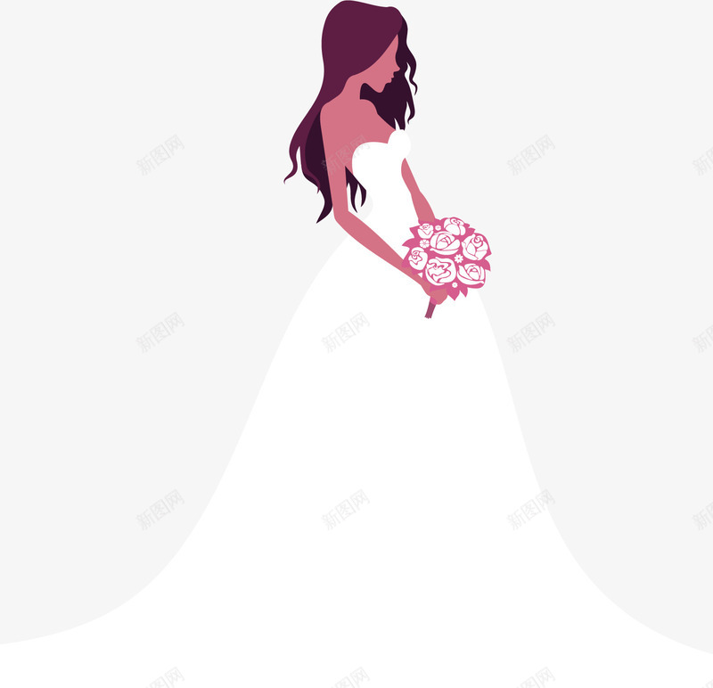 卡通婚纱女郎png免抠素材_88icon https://88icon.com 优雅女性 免抠PNG 婚纱 手绘 捧着花的新娘 新娘 时尚女性 模特