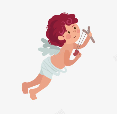 天使png免抠素材_88icon https://88icon.com 卷发姑娘 弹弓 翅膀 赤裸上身