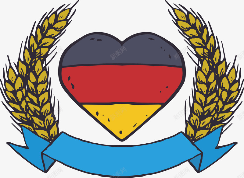 手绘爱心德国国旗png免抠素材_88icon https://88icon.com 啤酒节 德国 德国国旗 手绘风 矢量png 金色小麦