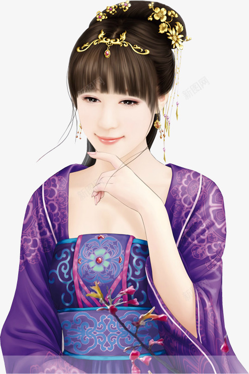 古代紫衣女子黄金头饰png免抠素材_88icon https://88icon.com 古代 图片 头饰 女子 素材 黄金