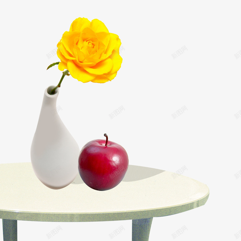 桌上的花和苹果psd免抠素材_88icon https://88icon.com 桌子 水果 花 花瓶 苹果