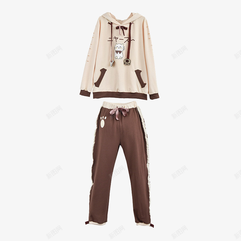 森系套装衣服png免抠素材_88icon https://88icon.com 产品实物 卫衣 秋裤