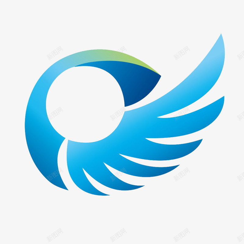 蓝色翅膀psd免抠素材_88icon https://88icon.com 科技 简约 翅膀 蓝色