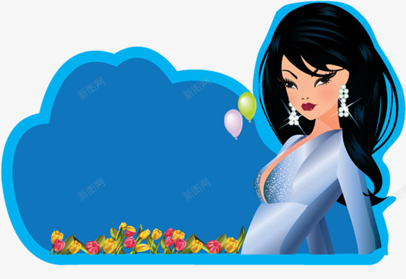 蓝色时尚女性小贴士png免抠素材_88icon https://88icon.com 小贴士 时尚 时尚美女 美女 蓝色