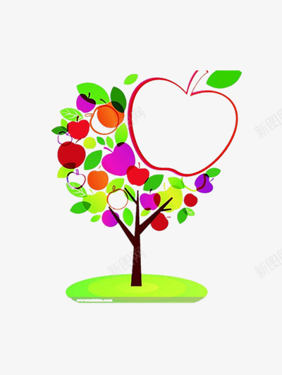 苹果树png免抠素材_88icon https://88icon.com 彩色插画 手绘苹果树 苹果