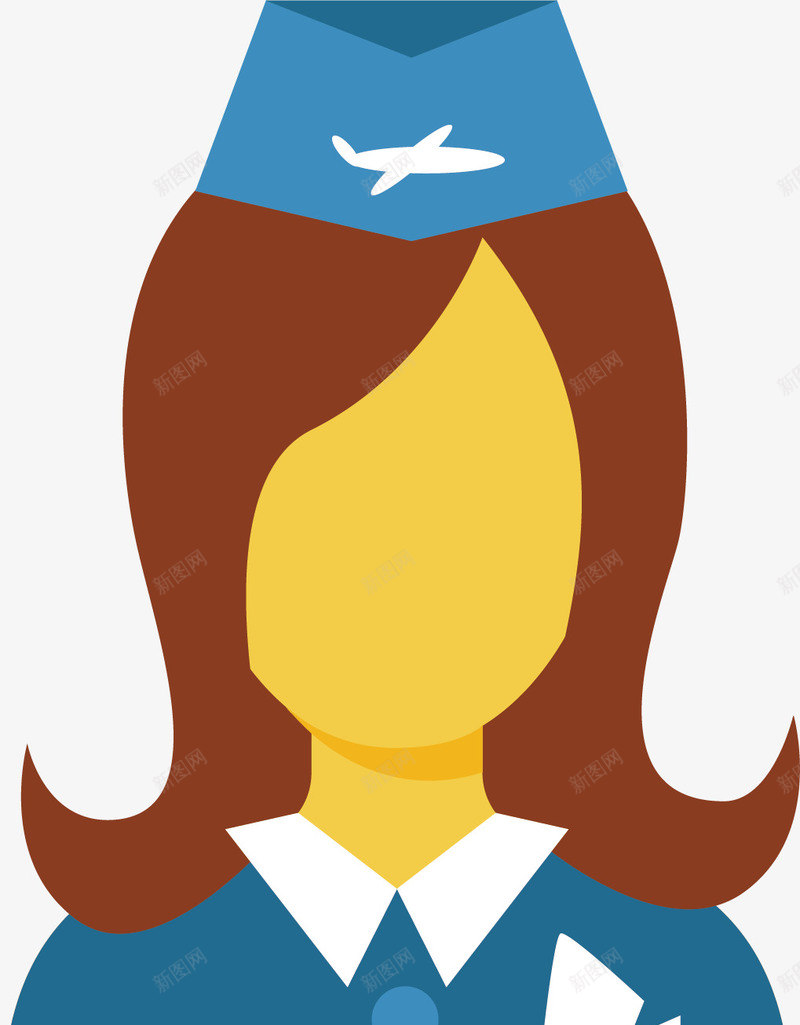 无脸性感空姐矢量图ai免抠素材_88icon https://88icon.com 创意 卡通手绘 头发 女性 帽子 空姐 矢量图