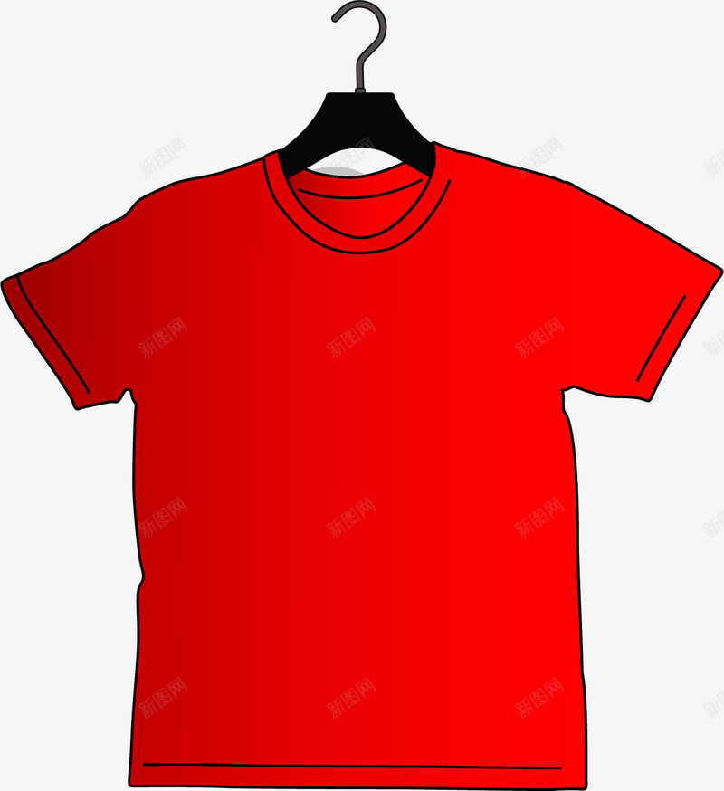 手绘红色短袖矢量图ai免抠素材_88icon https://88icon.com 手绘 红色短袖 衣服 矢量图