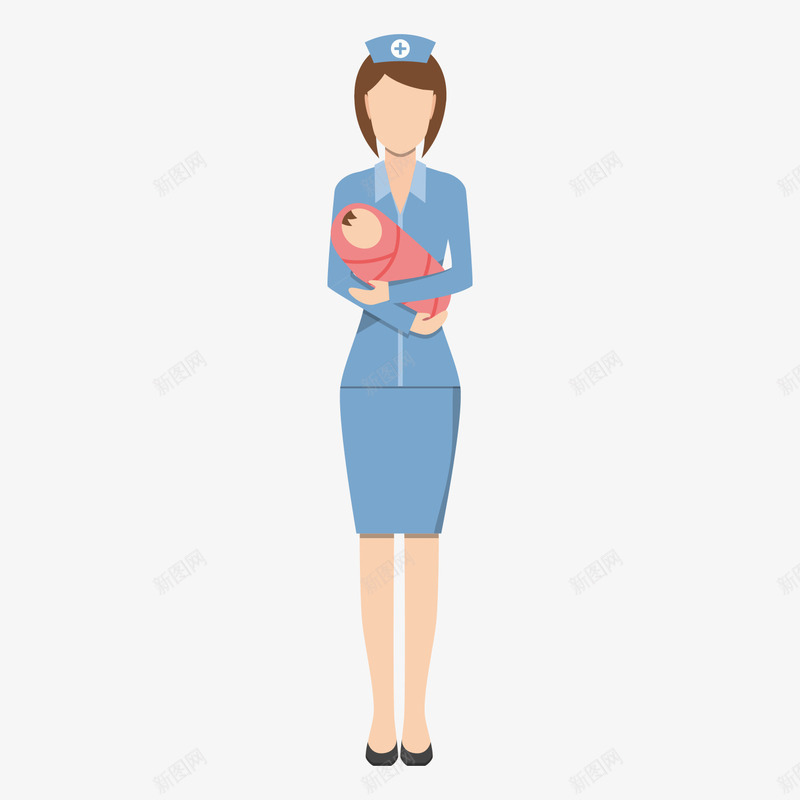 手绘女护士照料婴儿矢量图ai免抠素材_88icon https://88icon.com 卡通女性形象 卡通护士 手绘女护士 护士矢量 照料婴儿 矢量风格 矢量图