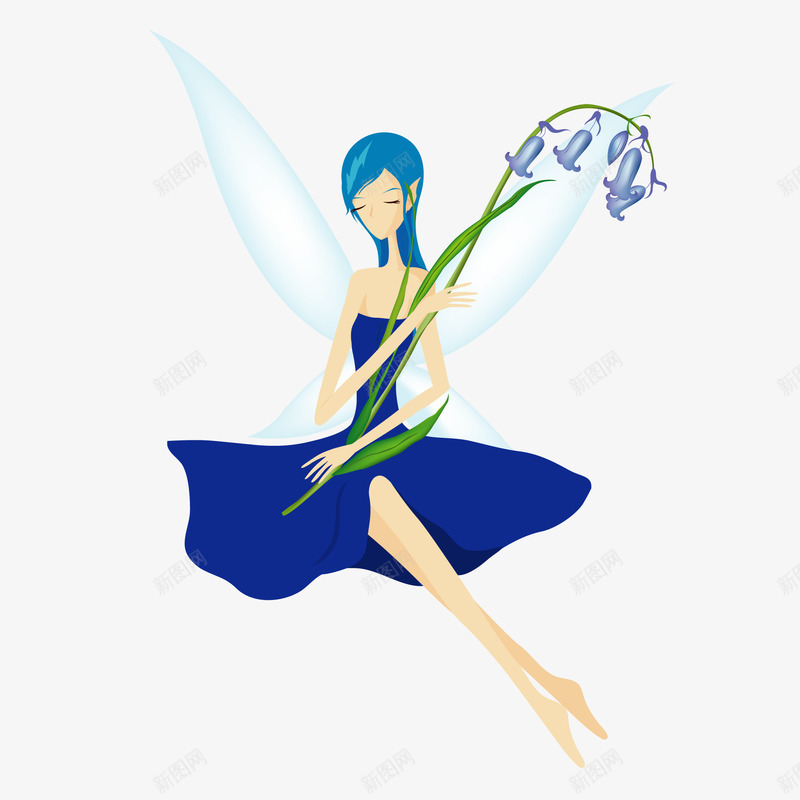卡通拿着花朵的花仙子矢量图ai免抠素材_88icon https://88icon.com 卡通 翅膀 花仙子设计 花朵 蓝色 矢量图