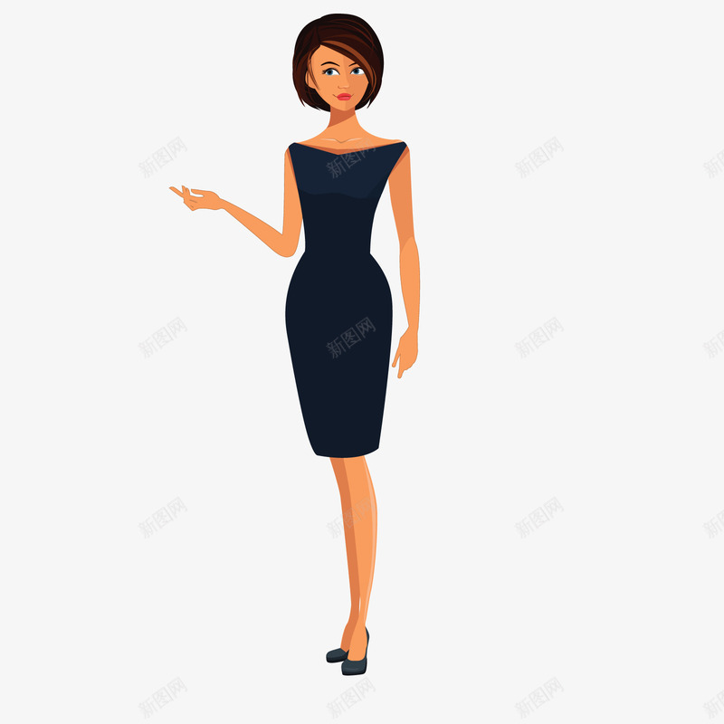 黑色连衣裙的职场女性矢量图ai免抠素材_88icon https://88icon.com 女性 女性形象 职场女性 连衣裙 黑色 黑色连衣裙 矢量图