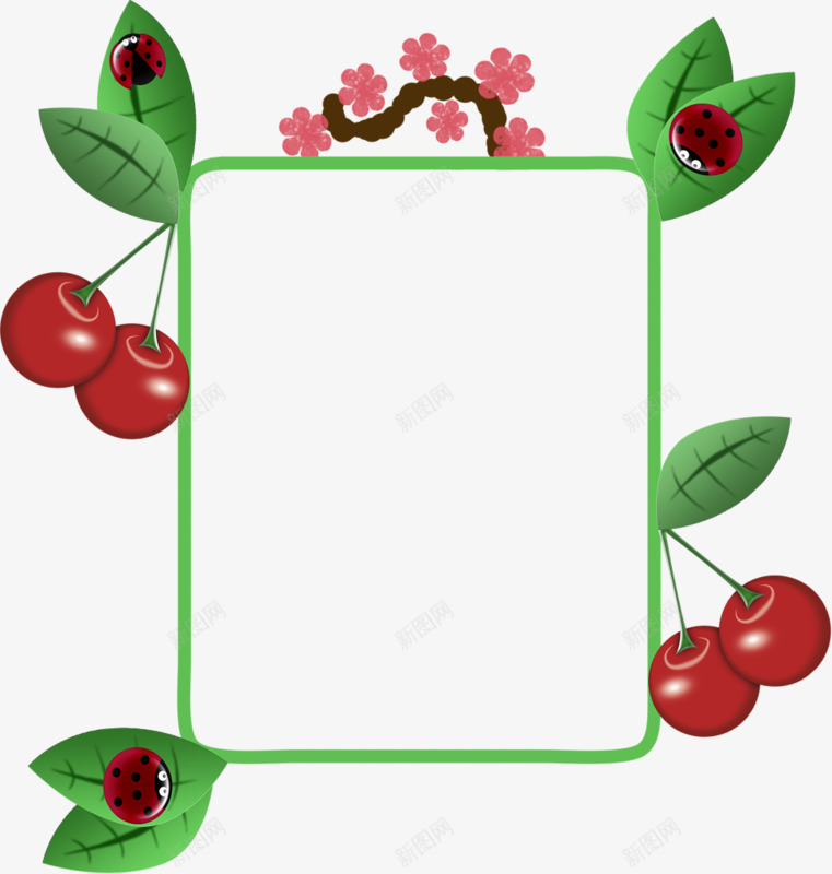 卡通手绘水果樱桃简约边框png免抠素材_88icon https://88icon.com 卡通水果 卡通边框 樱桃 简约卡通 边框